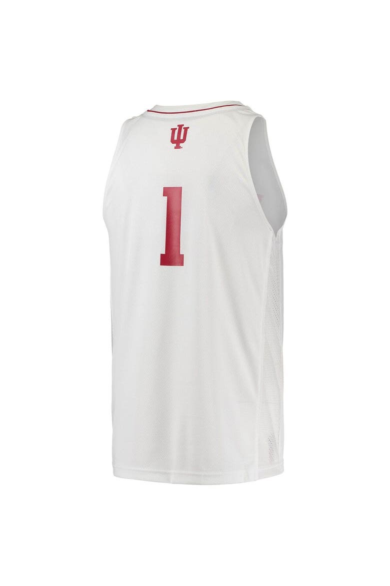 Men's adidas #1 Cream Indiana Hoosiers Swingman Team Basketball Jersey, Alternate, color, White