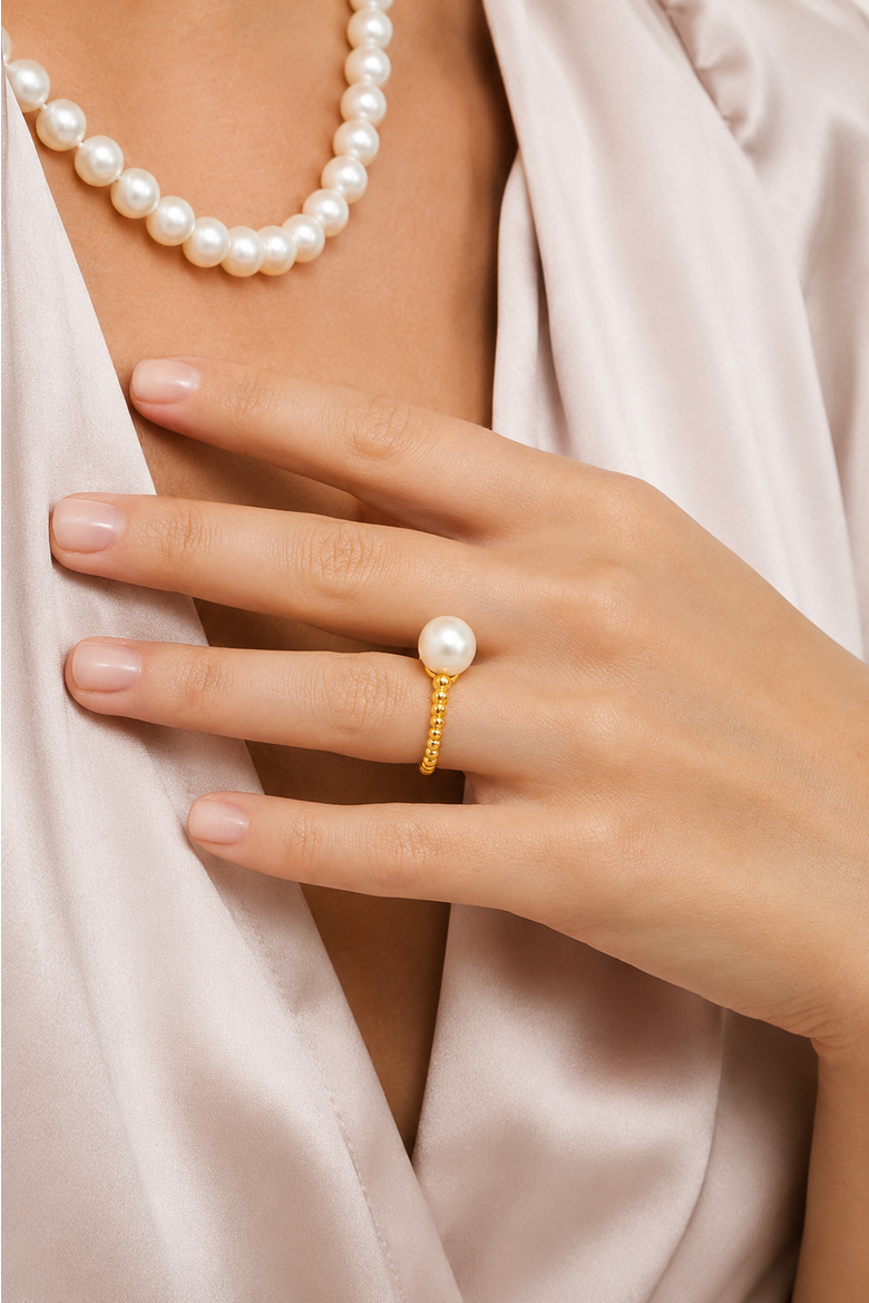 Japanese Akoya Pearl Terrie Ring, Alternate, color, Yellow Gold