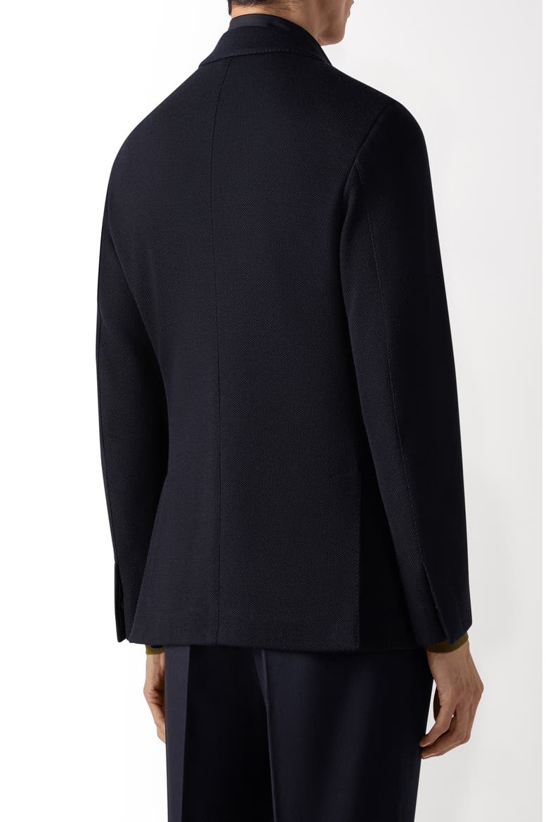 High Performance™ Wool & Cotton Jersey Sport Coat with Removable Leather Bib, Alternate, color, NAVY BLUE