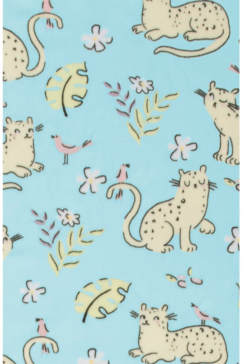 Kids' Jungle Kitties Fitted Two-Piece Pajamas, Alternate, color, LIGHT BLUE