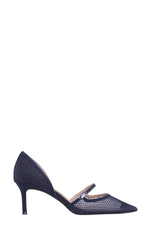 Nina Nashly Pointed Toe Cap Toe Mary Jane Pump In Blue