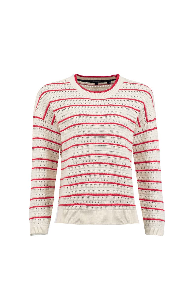Liah Pointelle Striped Crew Neck Jumper, Alternate, color, Deep Pink