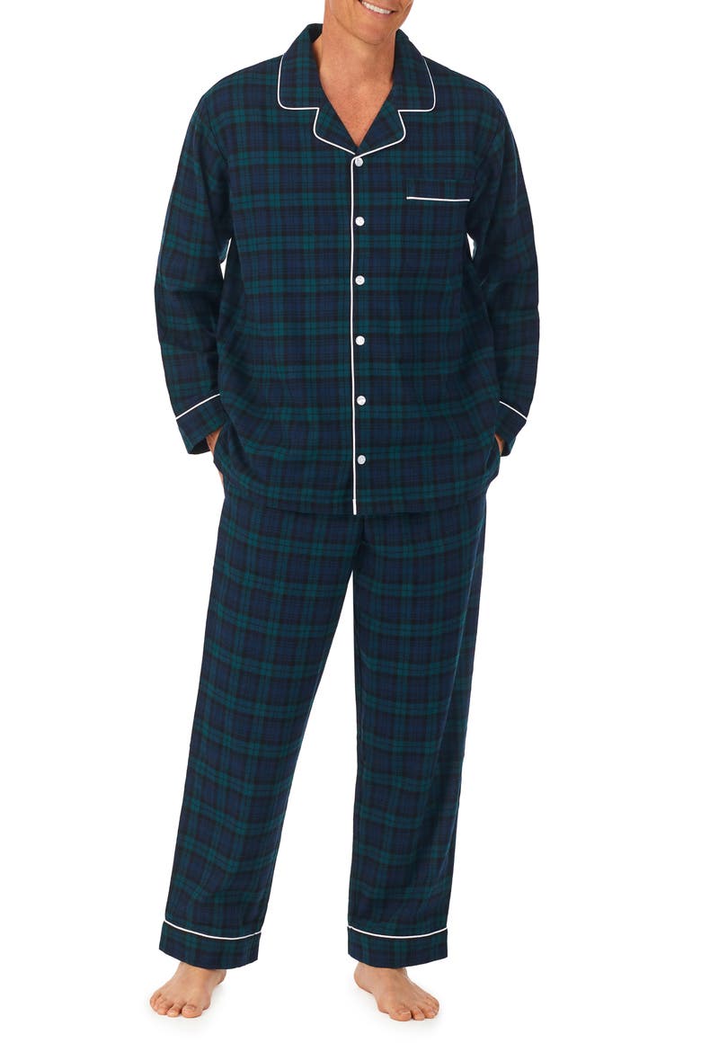 Plaid Flannel Pajamas, Main, color, BLUE/GRN