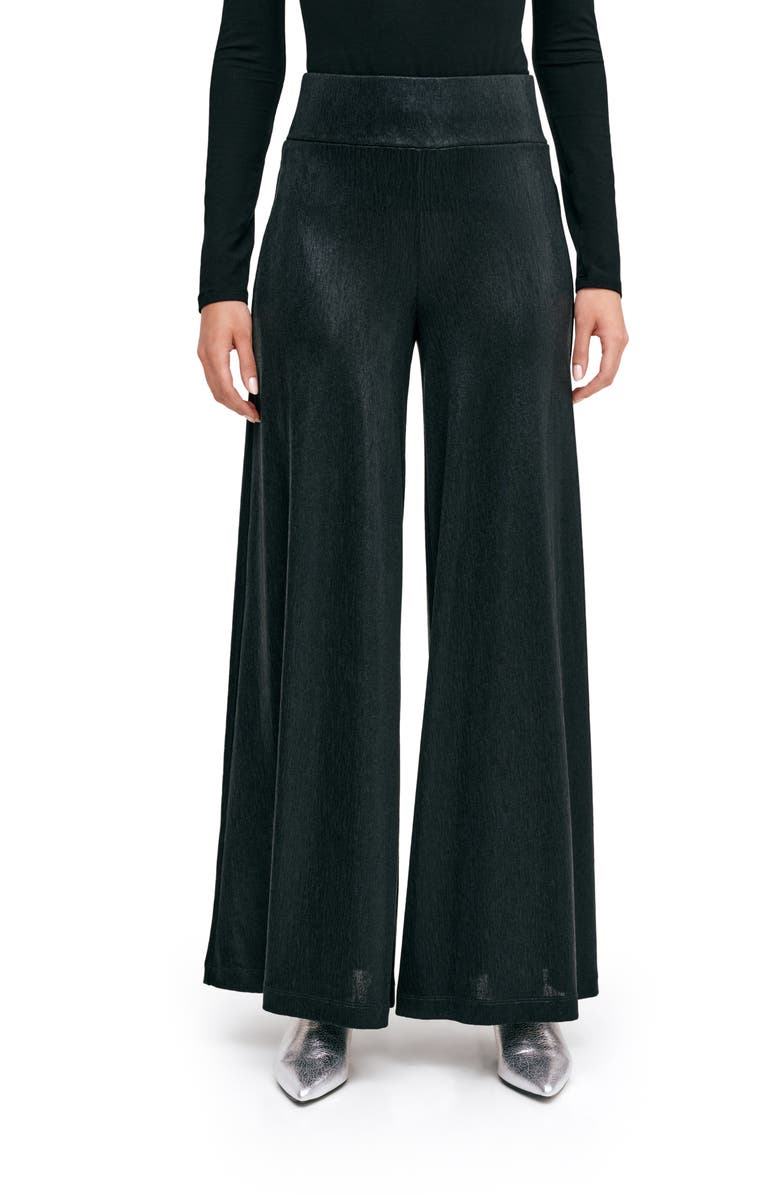 Marcella Georgia Metallic Wide Leg Pants, Main, color, Onyx