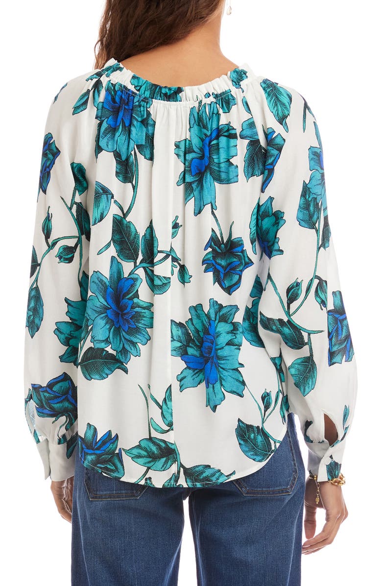 Karen Kane Floral Gathered Neck Peasant Top, Alternate, color, Floral Print