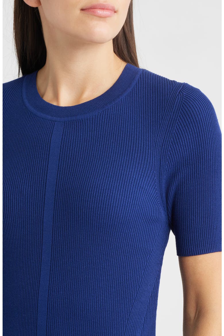 Fadridi Rib & Pleated Midi A-Line Dress, Alternate, color, SODALITE