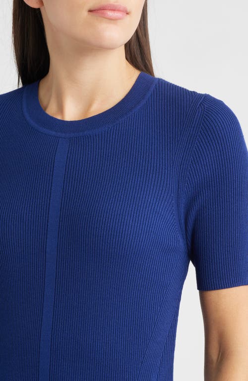 Hugo Boss Boss Fadridi Rib & Pleated Midi A-line Dress In Blue