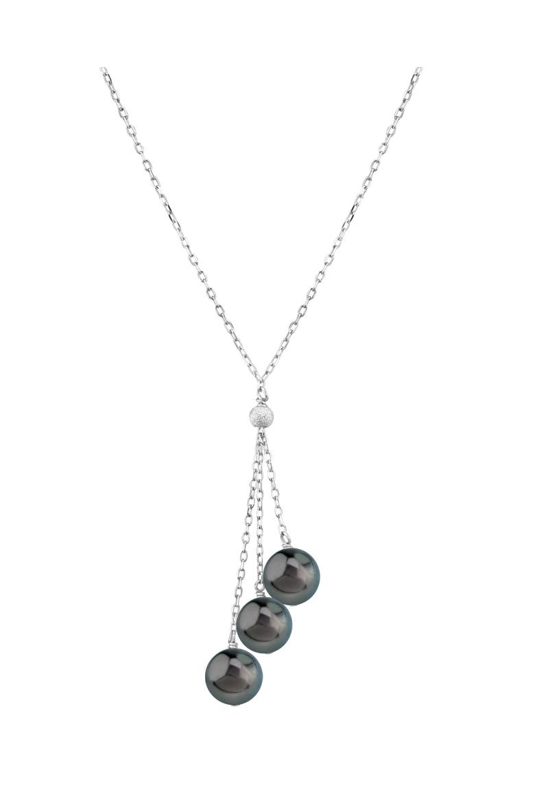 14K Gold Tahitian Pearl Tincup Cluster Pendant, Main, color, White Gold