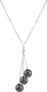 The Pearl Source 14K Gold Tahitian Pearl Tincup Cluster Pendant
