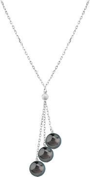 The Pearl Source 14K Gold Tahitian Pearl Tincup Cluster Pendant