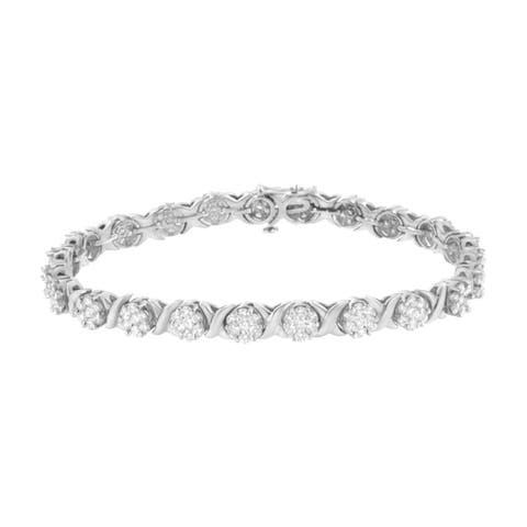 14K White Gold 4 7/8 Cttw Round Diamond Cluster Tennis Bracelet