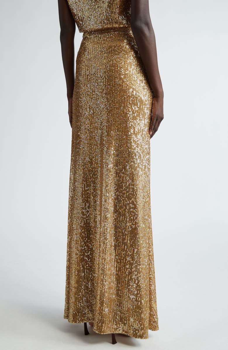 ST. JOHN Sequin Embroidered Knit Skirt, Alternate, color, Gold