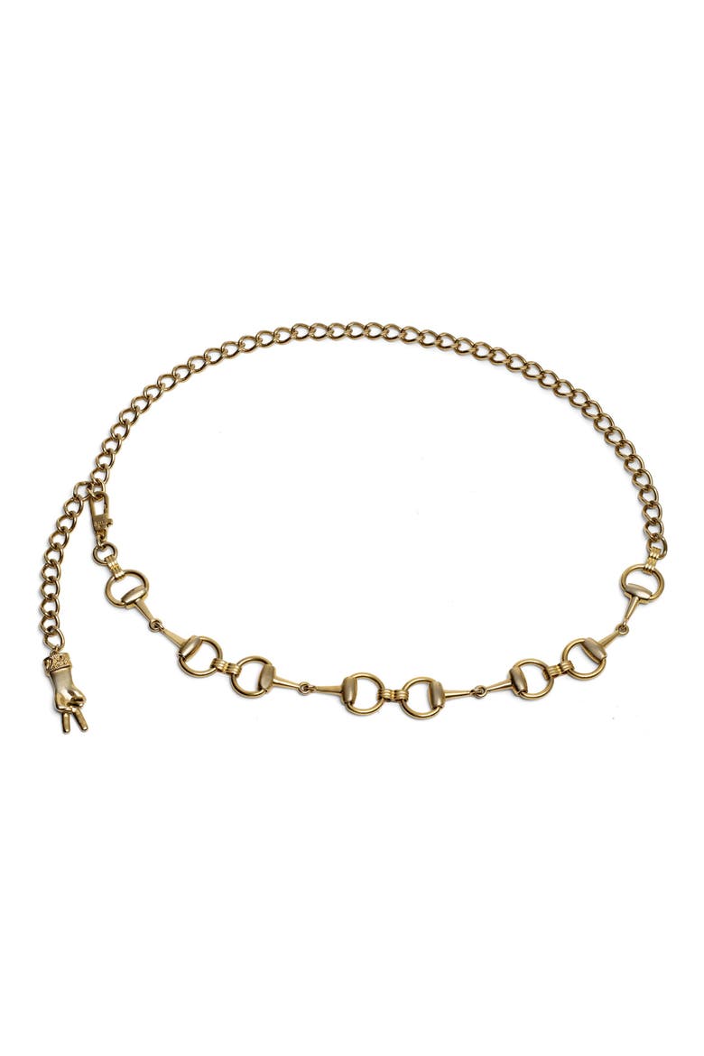 Horsebit Chain Belt, Main, color, GOLD
