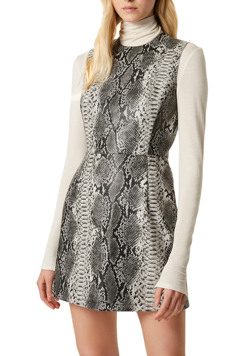Snake Print Sleeveless Minidress, Alternate, color, GREY MULTI