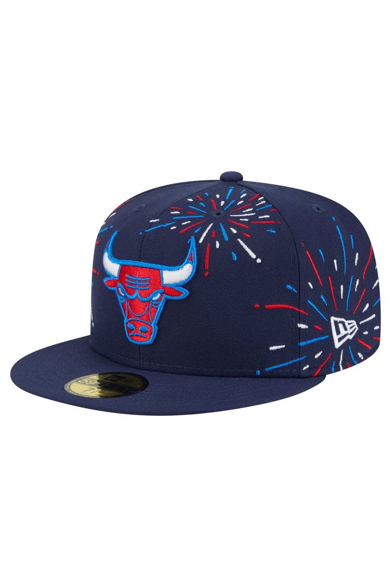 Men's New Era  Navy Chicago Bulls Americana Fireworks 59FIFTY Fitted Hat, Main, color, Navy