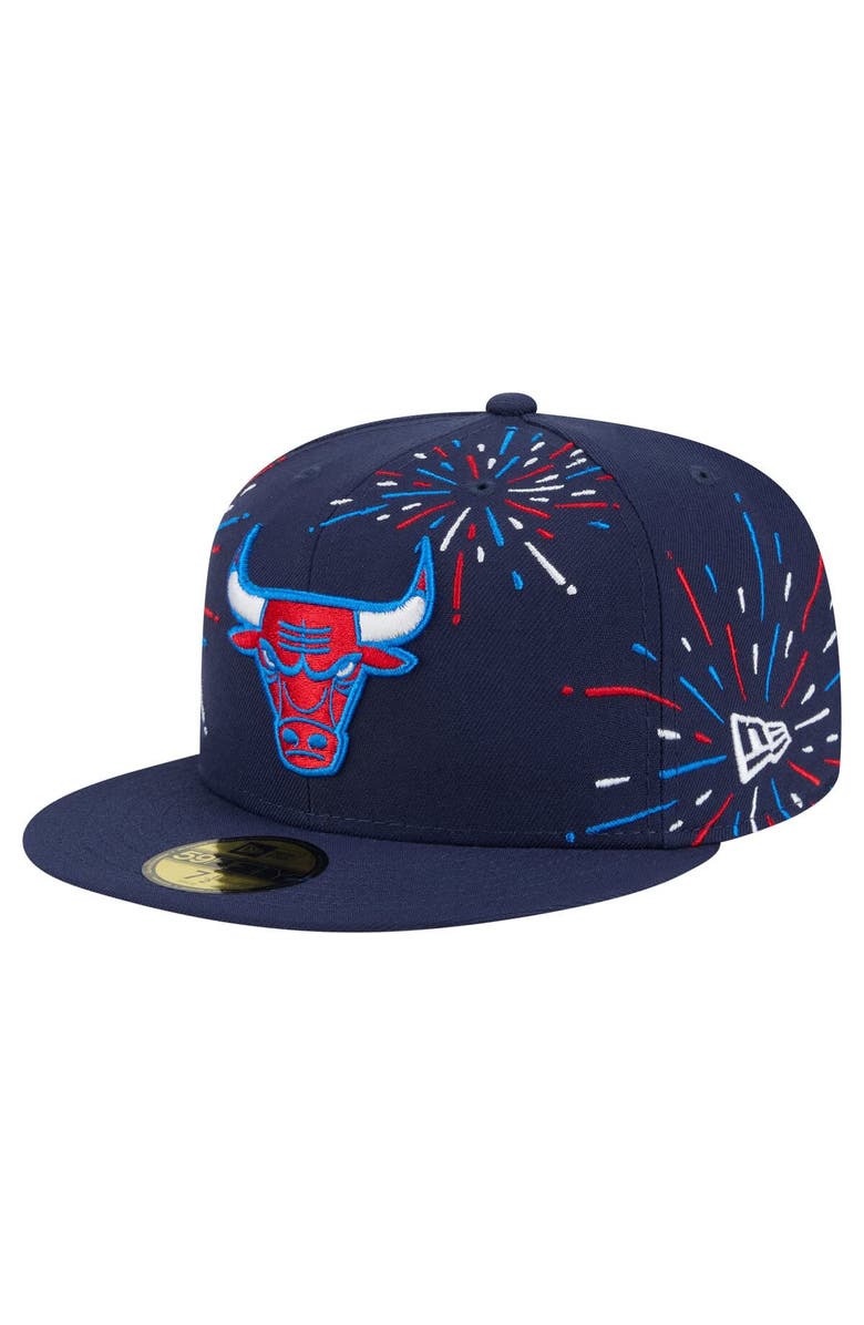New Era Men's New Era Navy Chicago Bulls Americana Fireworks 59FIFTY Fitted Hat, Main, color, Navy