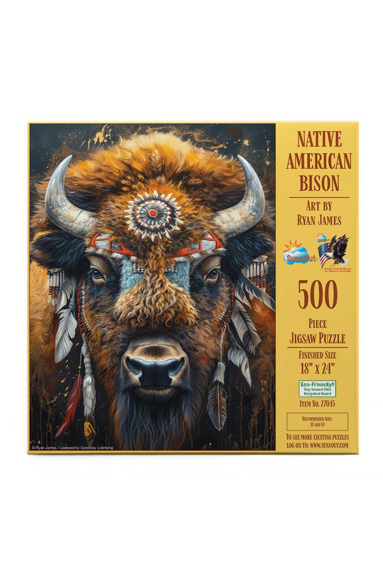 Native American Bison 500 piece Jigsaw Puzzle for Adults, Alternate, color, Multicolor