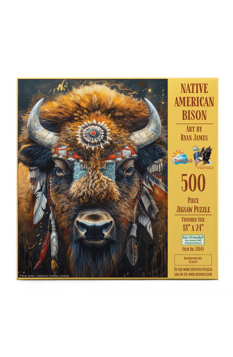 Sunsout Native American Bison 500 piece Jigsaw Puzzle for Adults, Alternate, color, Multicolor