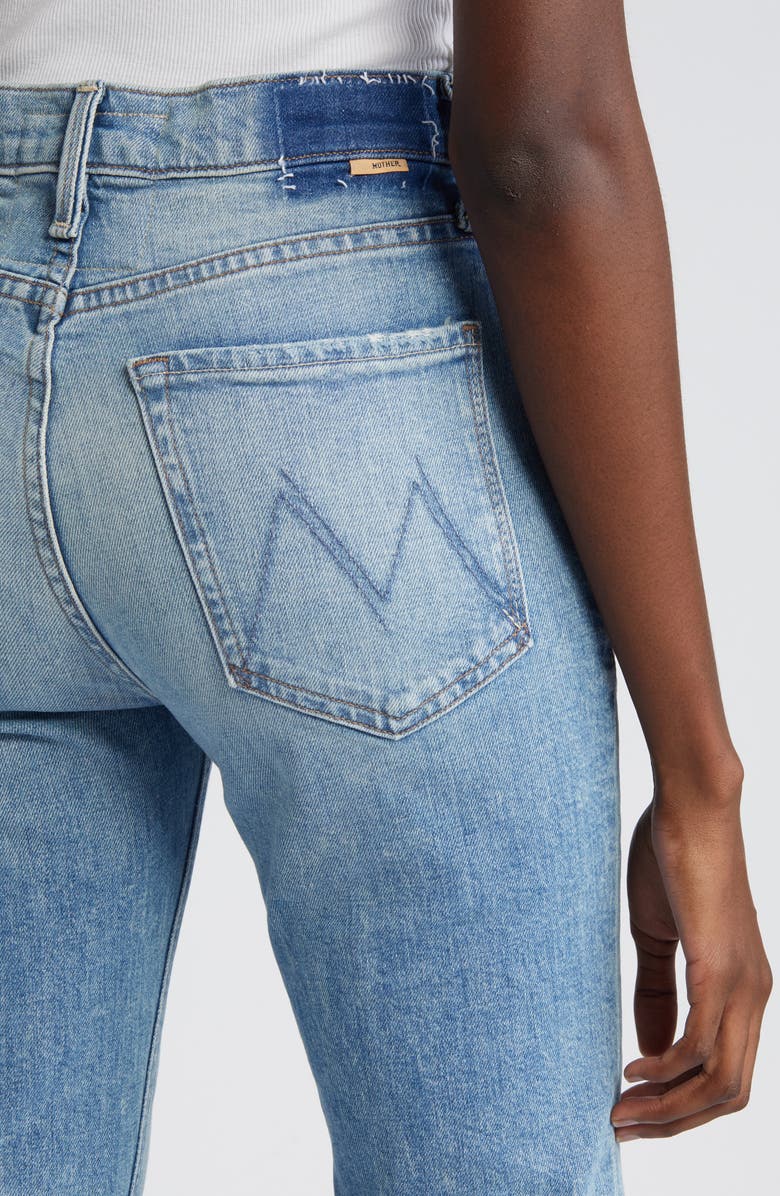 MOTHER The Tripper High Waist Flood Frayed Flare Jeans, Alternate, color, Left In The Dust