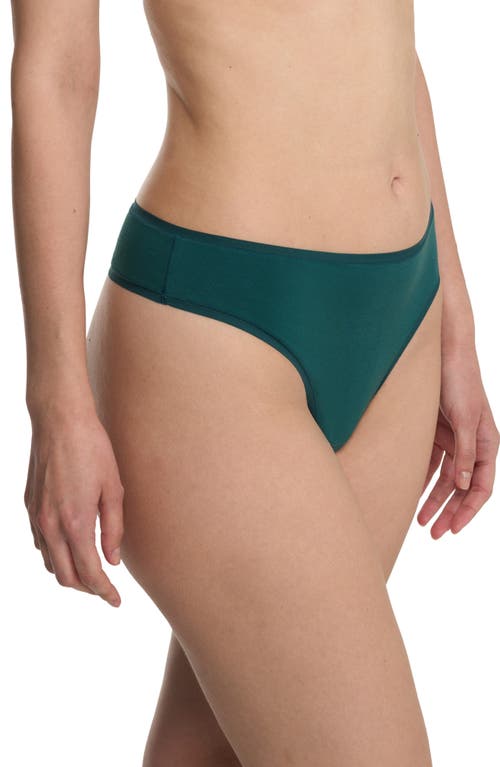 Natori Bliss Bare Stretch Cotton Thong In Green