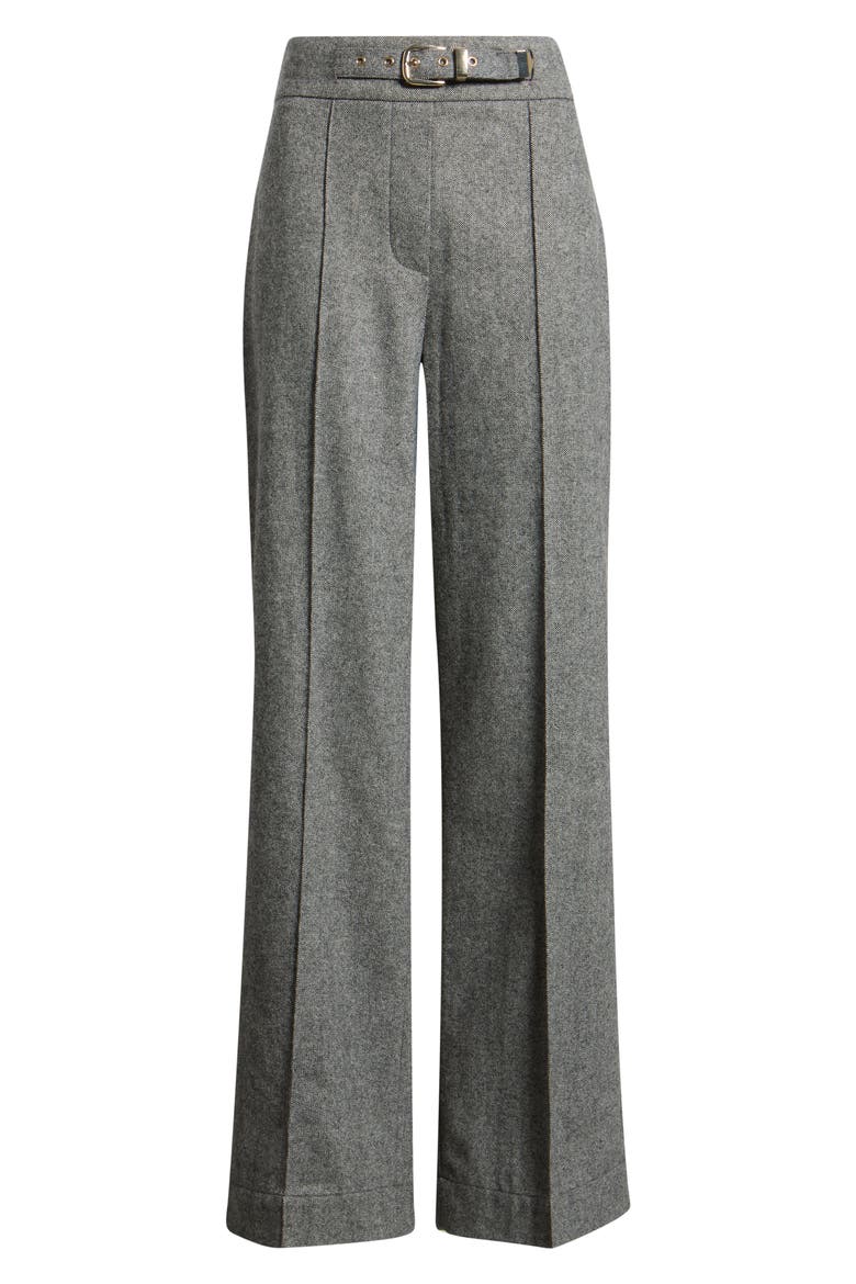 The Brenda Belt Detail High Waist Wide Leg Pants, Alternate, color, HEATHER GREY/ BLACK