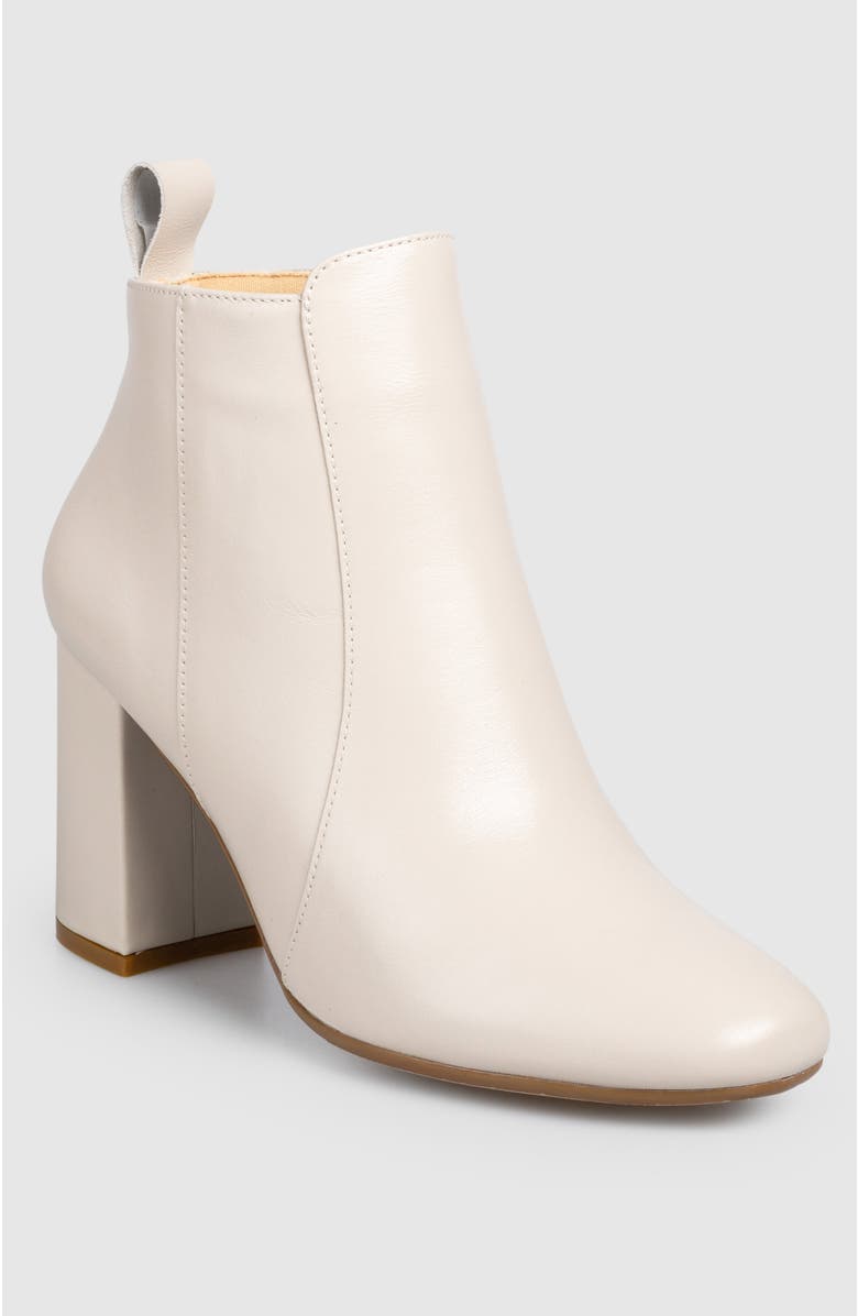 Manela Samantha Block Heel Side Up Bootie, Main, color, Beige