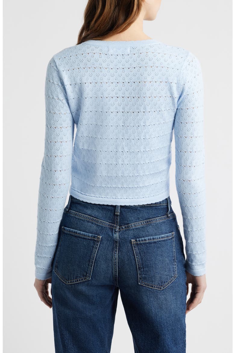 Pointelle V-Neck Crop Cardigan, Alternate, color, PERIWINKLE