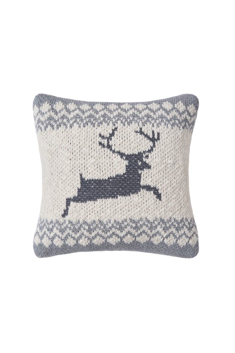 Deer Decorative Throw Pillows, Alternate, color, Grey