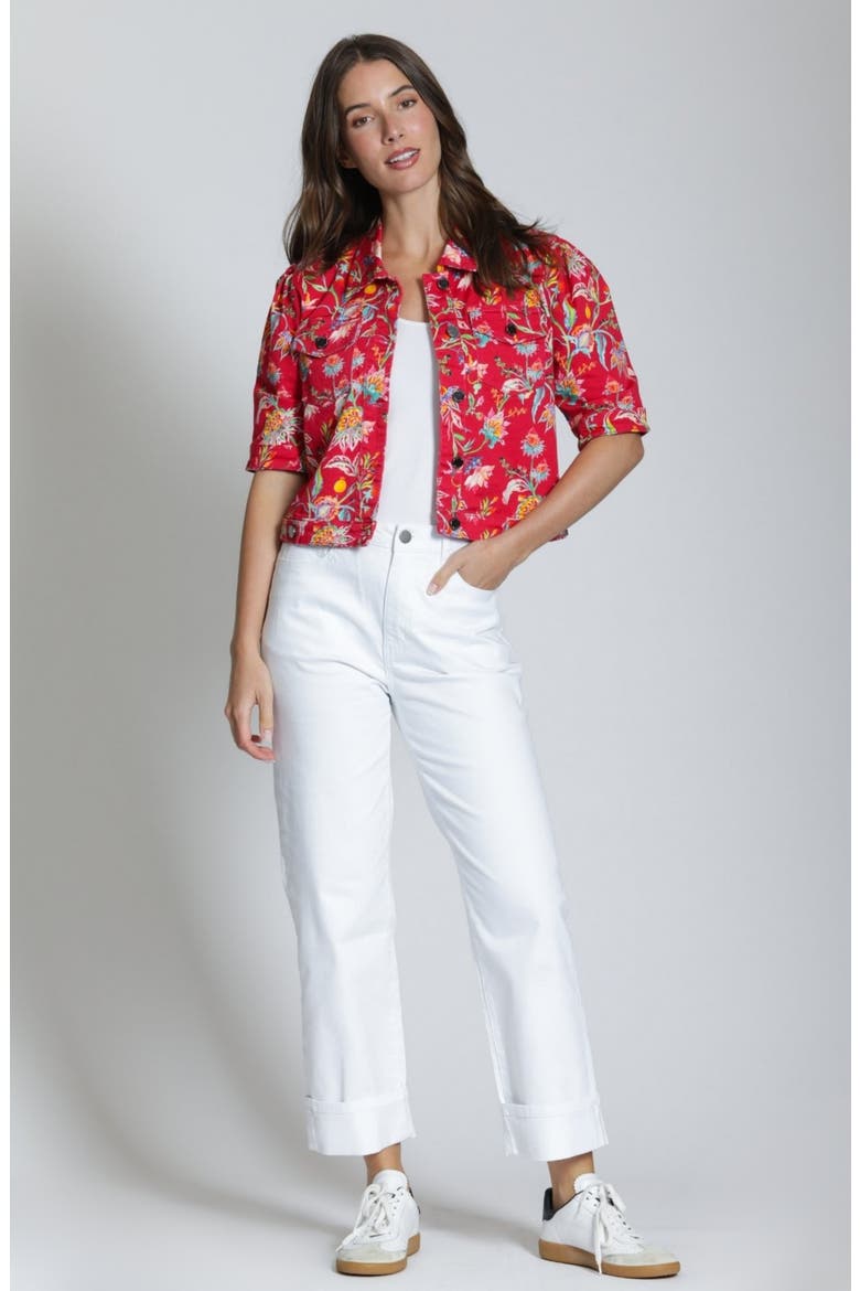 Cuffed Straight Leg Jeans, Alternate, color, WHITE