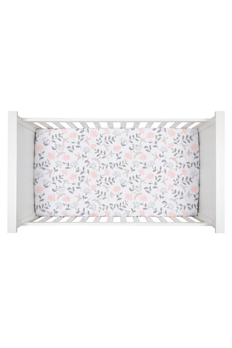 Petals Floral 100% Cotton Fitted Crib/Toddler Sheet, Alternate, color, White