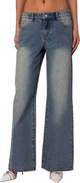 EDIKTED Magda Low Rise Wide Leg Jeans