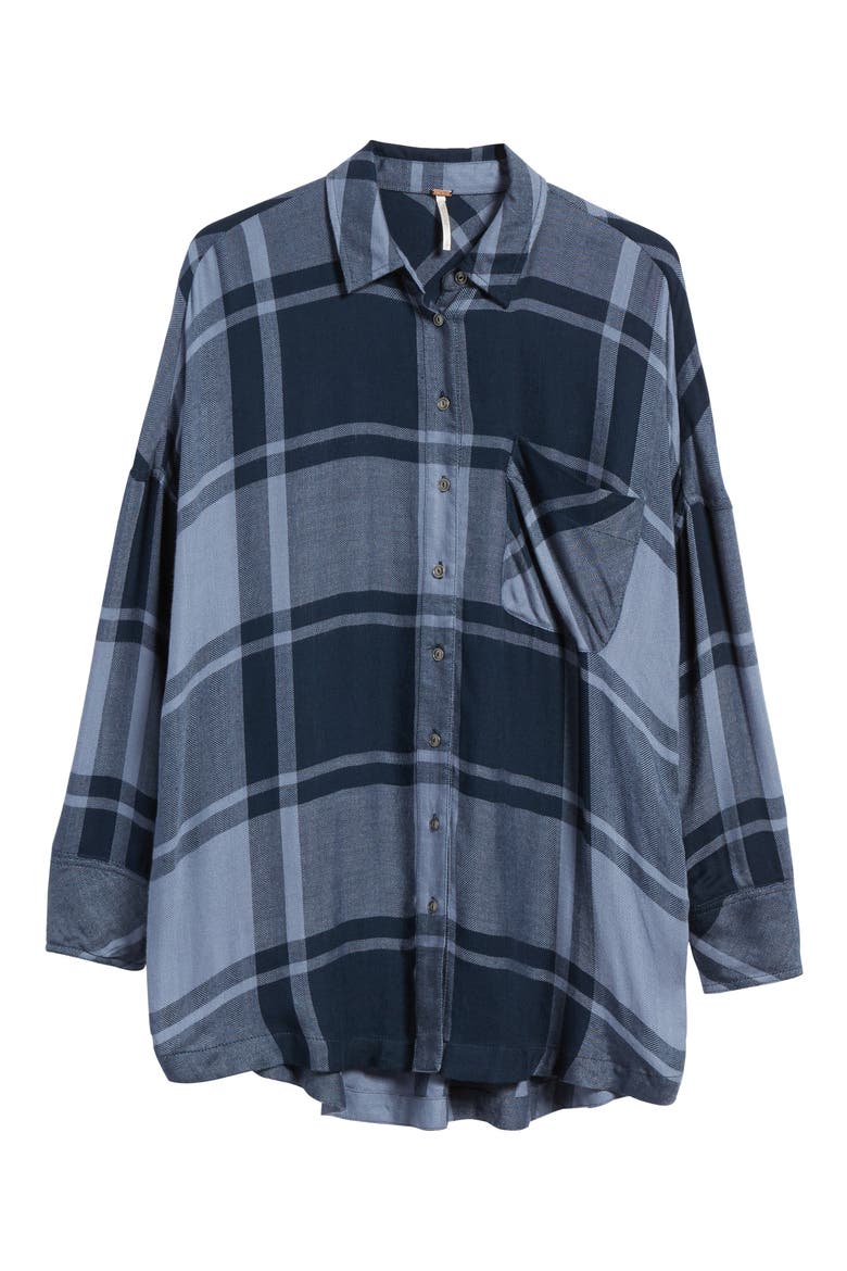 Oversized Plaid Tunic, Alternate, color, DARK BLUE