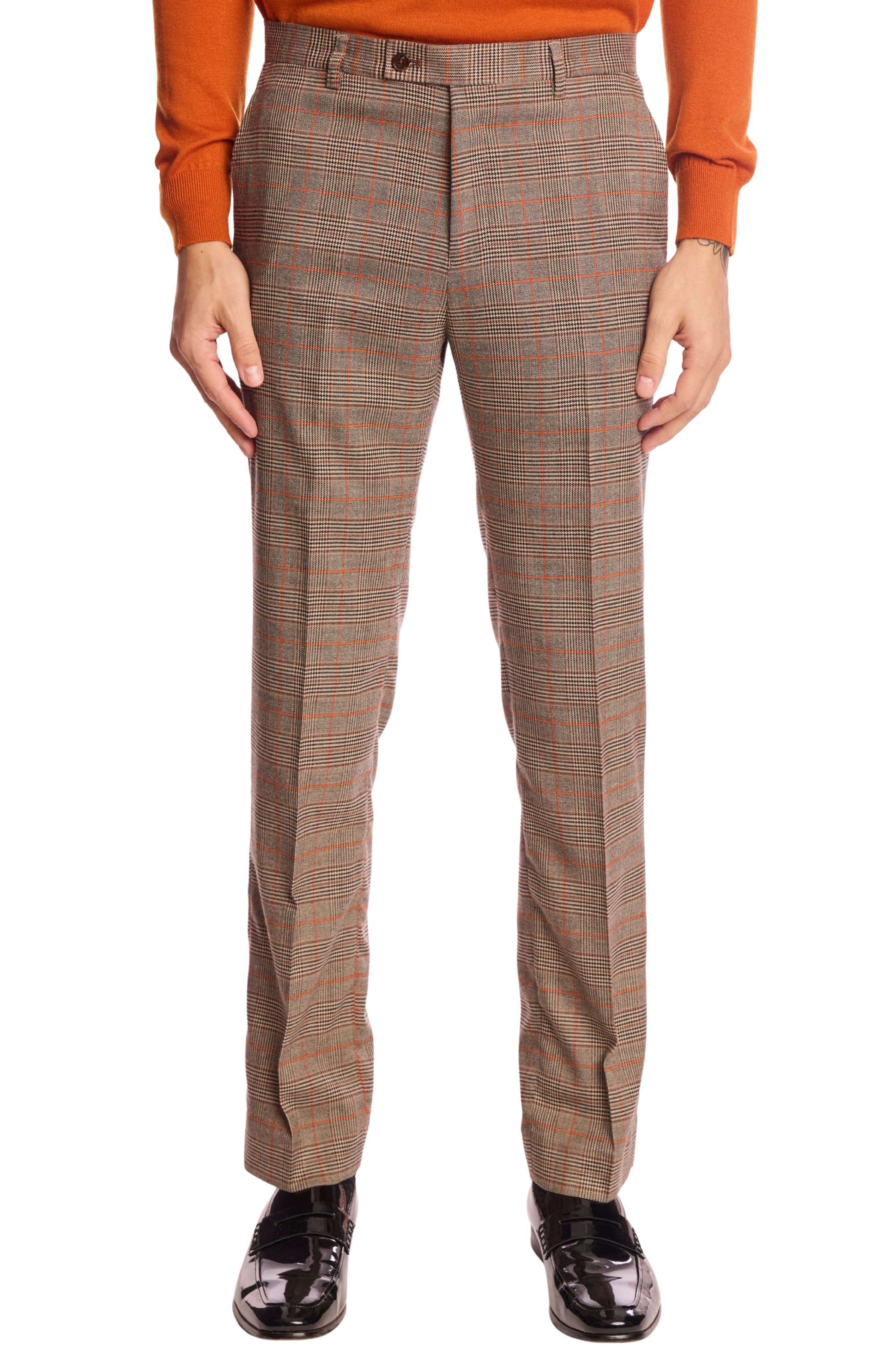 PAISLEY & GRAY Downing Slim Fit Flat Front Plaid Dress Pants