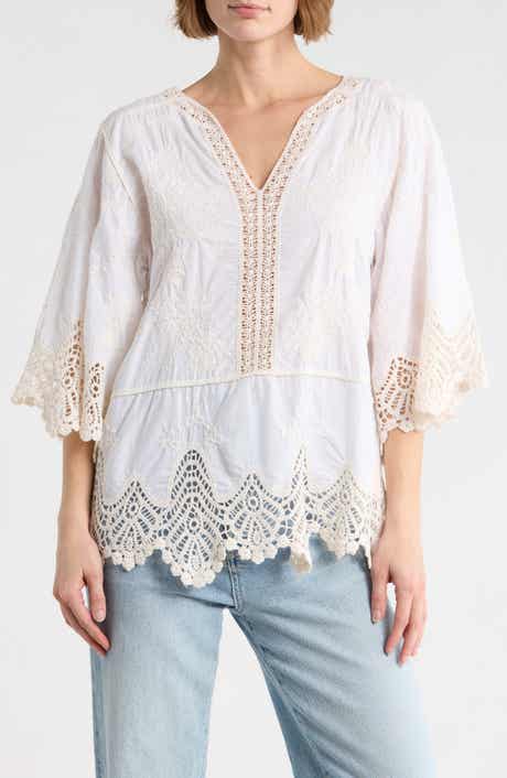 Democracy Crochet Cotton Peplum Top