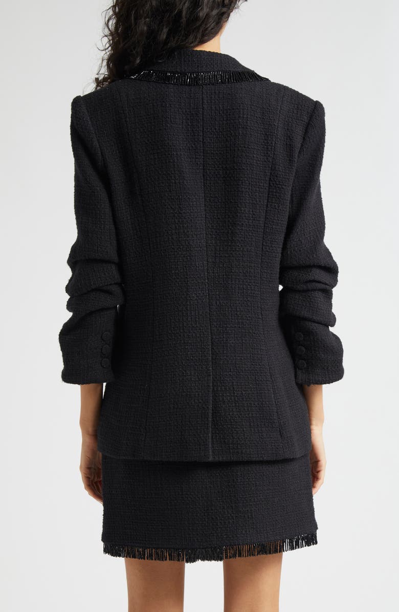 Cinq à Sept Kimmie Metallic Fringe Ruched Sleeve Blazer, Alternate, color, 