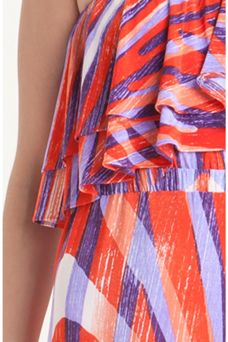Tbags Ruffle Strapless Jersey Maxi Dress, Alternate, color, PURPLE/ RED