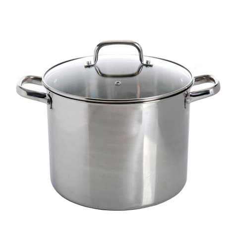 Adenmore 12 Quart Stainless Steel Stock Pot With Tempe Glass Lid