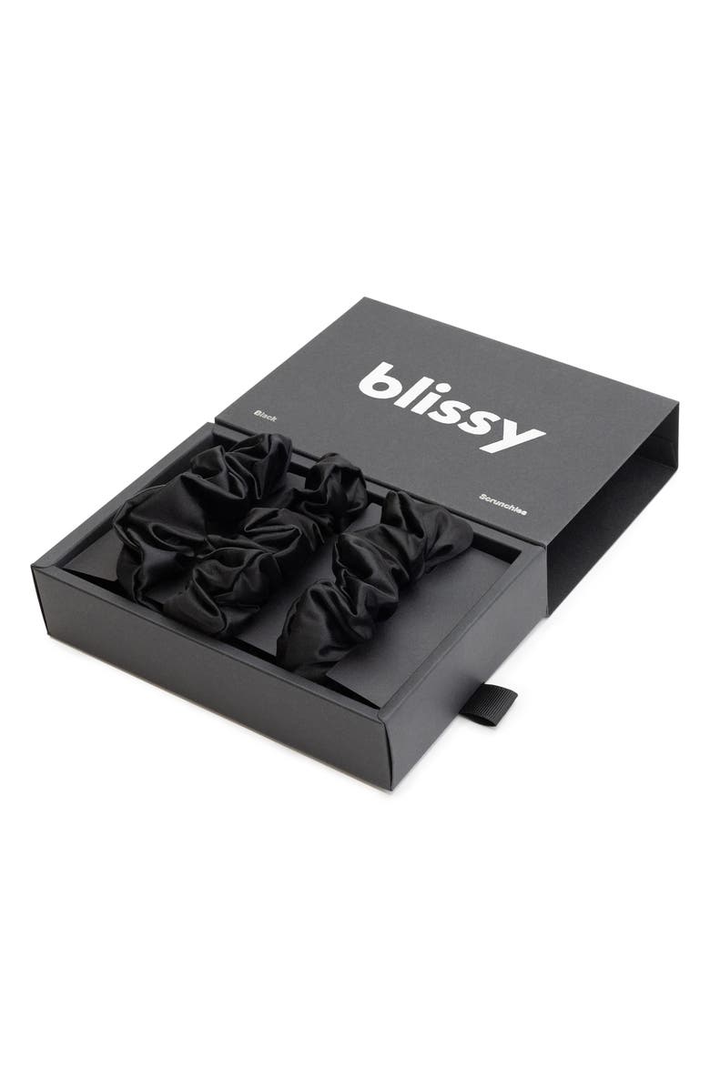 BLISSY 3-Pack Silk Scrunchies, Alternate, color, Black