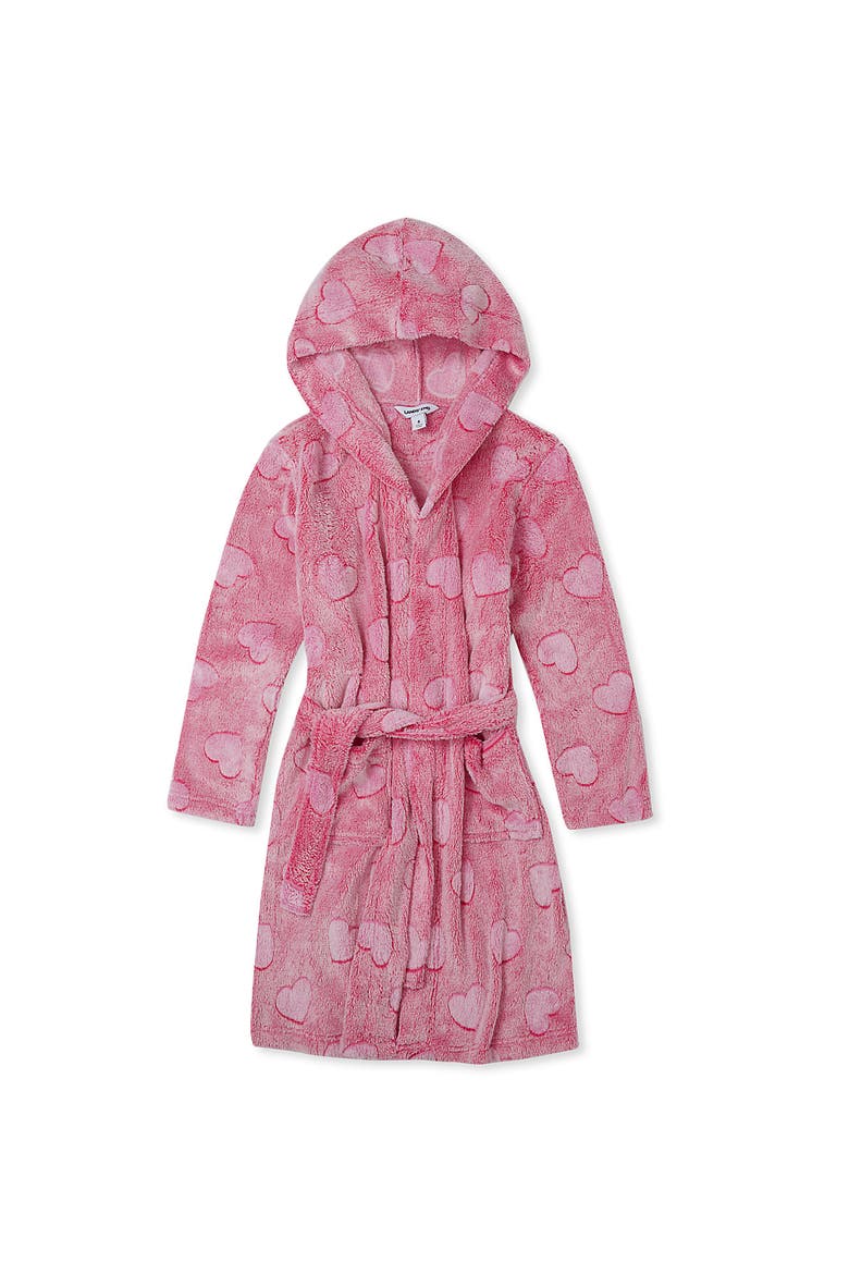 Kids Embossed Plush Robe, Main, color, Embossed Hearts/Magenta