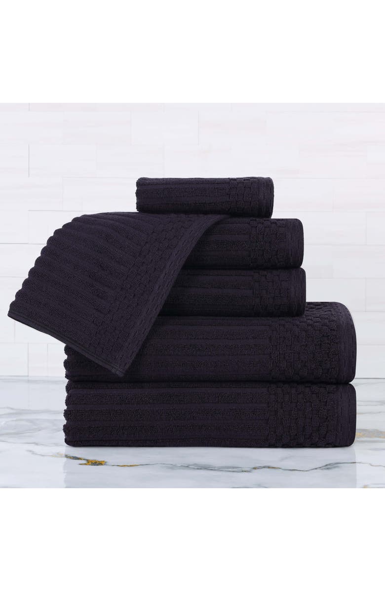 Superior Soho 6-Piece Textured Cotton Bath Towel Set, Alternate, color, Black