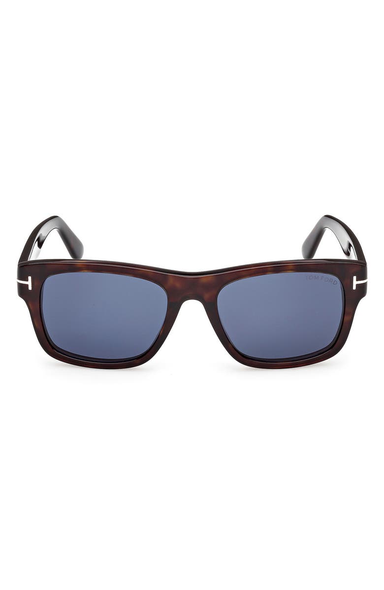 TOM FORD Smith-02 55mm Rectangular Sunglasses, Main, color, Classic Havana / Blue Lens