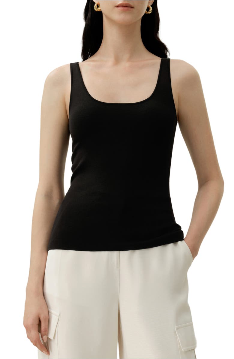 Lilysilk Milano Knit Silk Viscose Tank Top, Main, color, Black