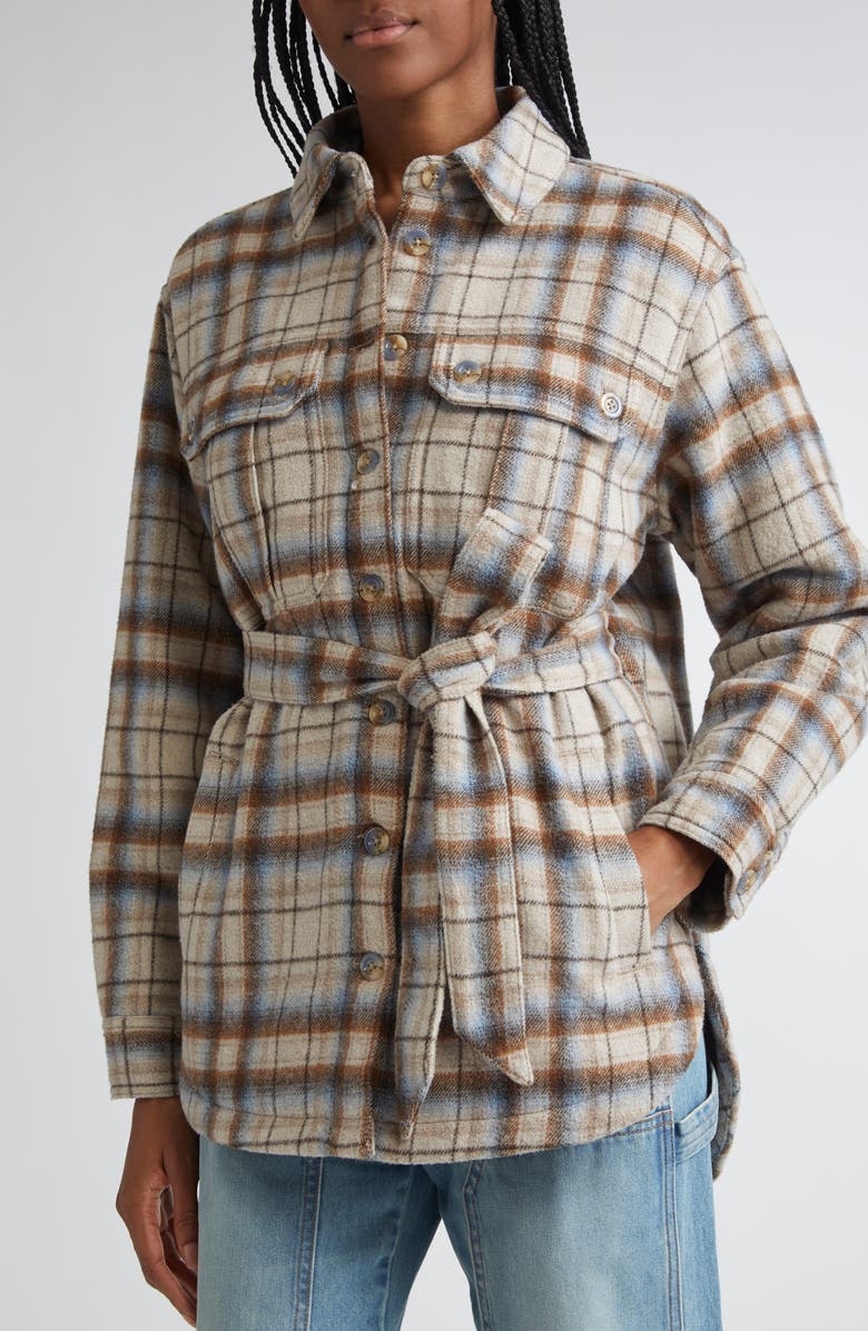 Veronica Beard Mikaela Plaid Shacket, Alternate, color, Whisky Multi Plaid