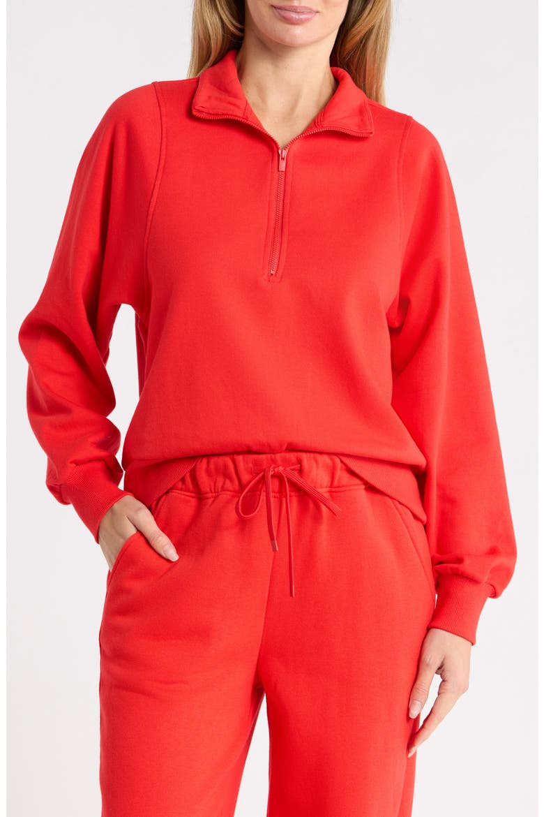 Flurry Fleece Half Zip Pullover, Main, color, RED SCARLET