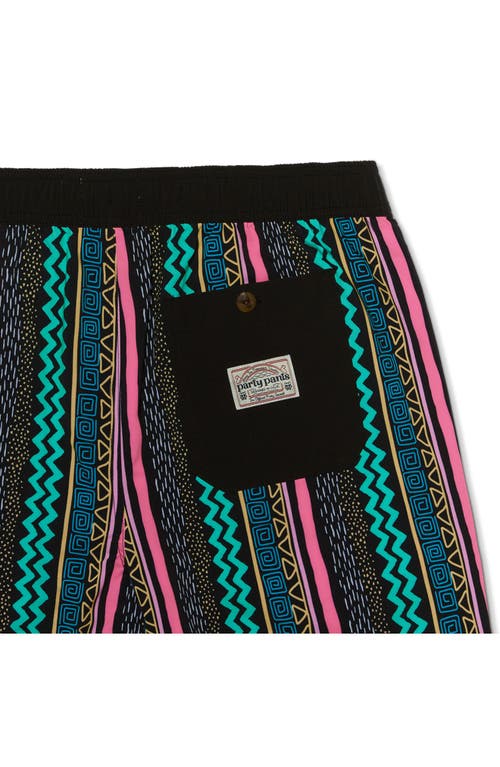 Party Pants Vertical Vibes Swim Trunks In Black