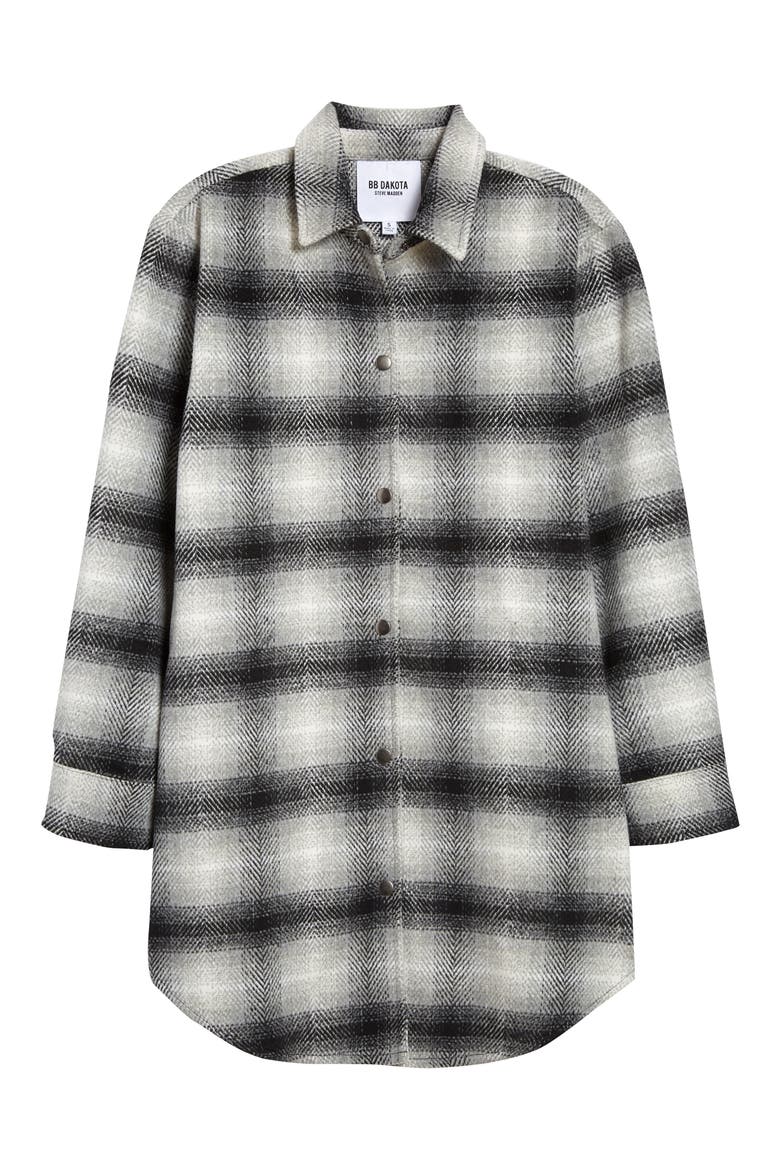 BB Dakota Eldridge Shirt Jacket, Main, color, GREY PLAID