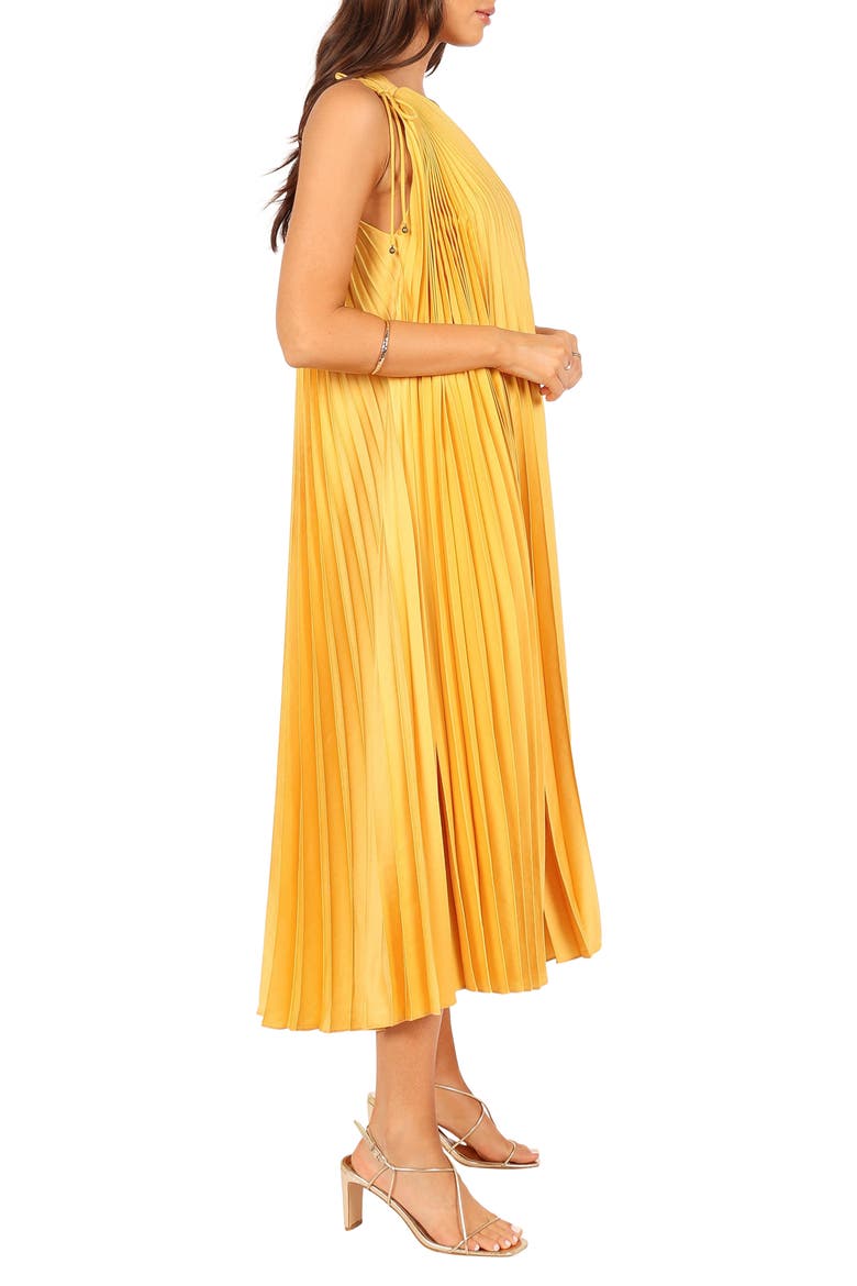 Cali Pleated One-Shoulder Maxi Dress, Alternate, color, SAFFRON