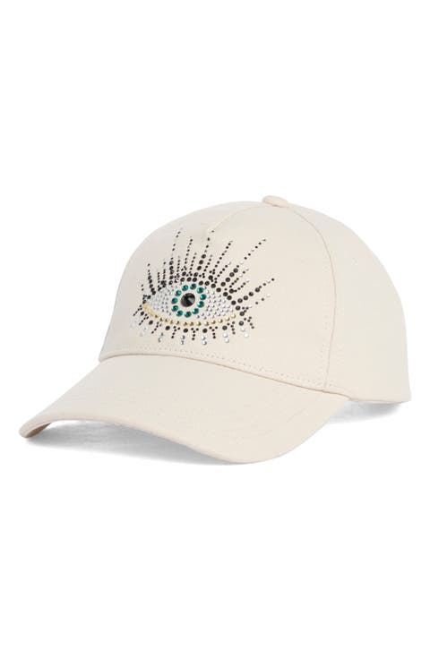 Evil Eye Embellished Adjustable Baseball Cap