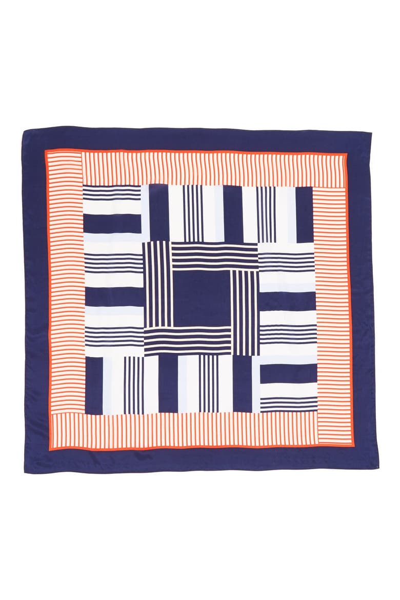 'Starboard' Sandwashed Silk Scarf, Alternate, color, NAVY COMBO
