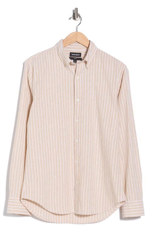 Everyday Slim Fit Cotton & Linen Long Sleeve Button-Down Shirt